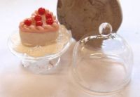 1:24th Cherry Heart Cake under Glass Dome